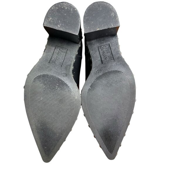 Charles David Sz 7.5 Dodger Black Pointed Toe Studded Ankle Chelsea Boots Moto - Picture 10 of 12